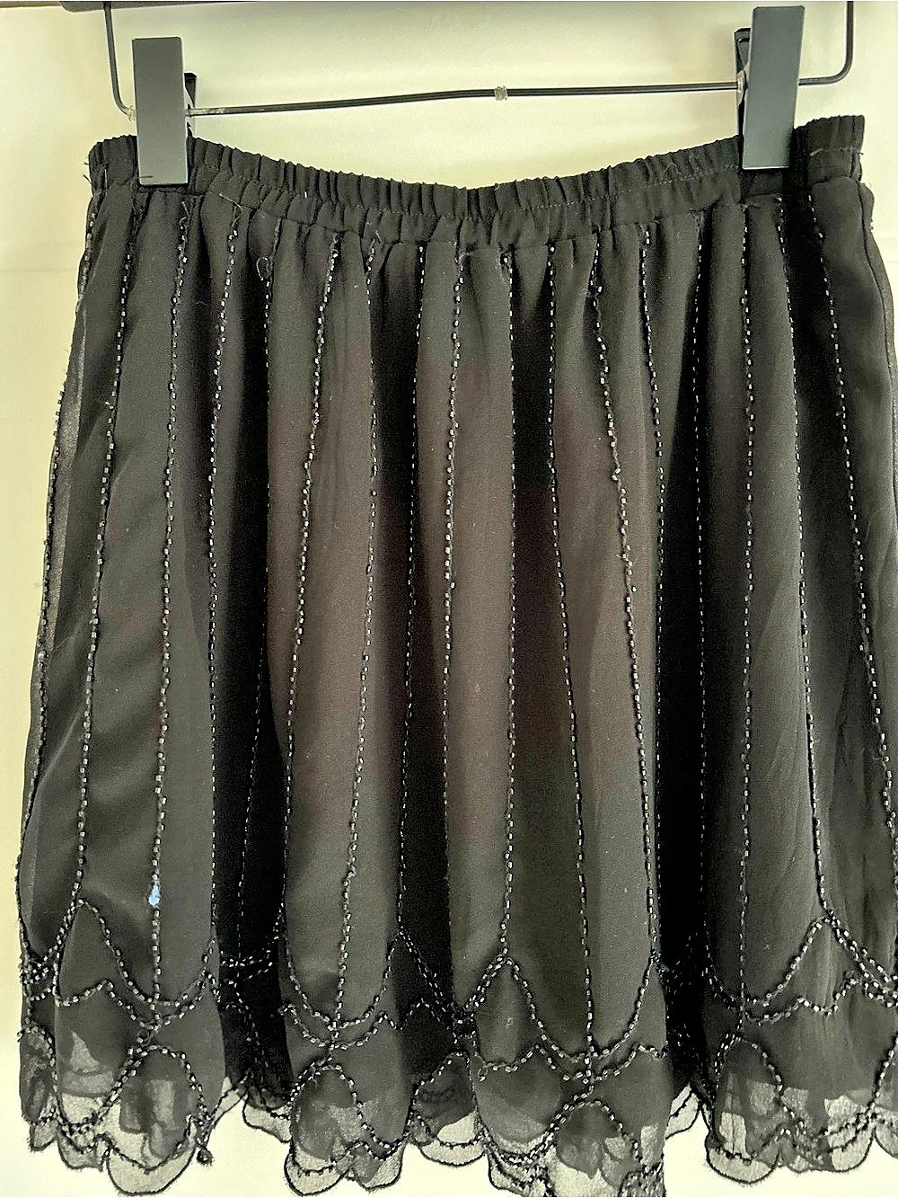 Gentle Fawn Black Lace Trim Mini Skirt Size Medium